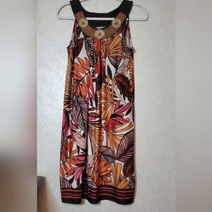 ANOTHER THYME Tropical Print Sleeveless Midi Dress Size:6